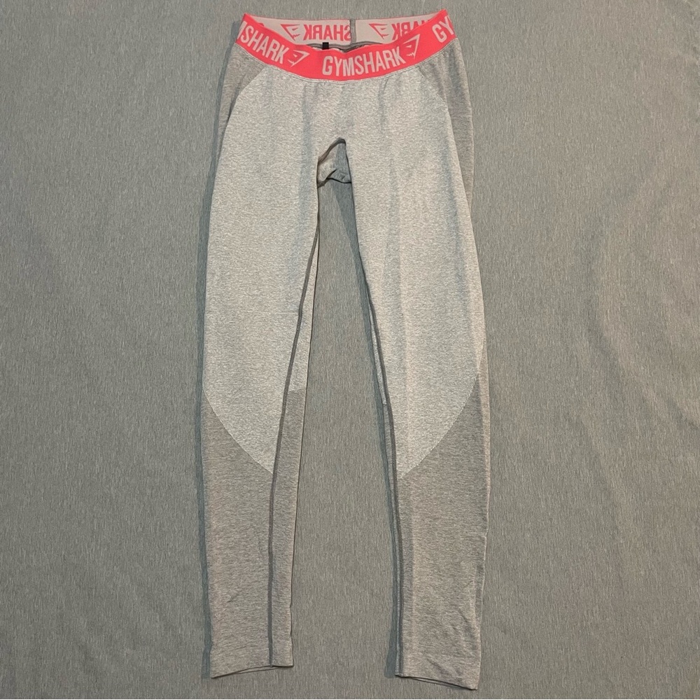 Gymshark Flex Seamless Leggings L Light Grey Marl Pink Waist High Waisted Sculpt - Picture 1 of 10